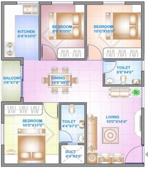 3 BHK Flat in Aryan Palm Groves in Marsur, Bangalore - Image 799502