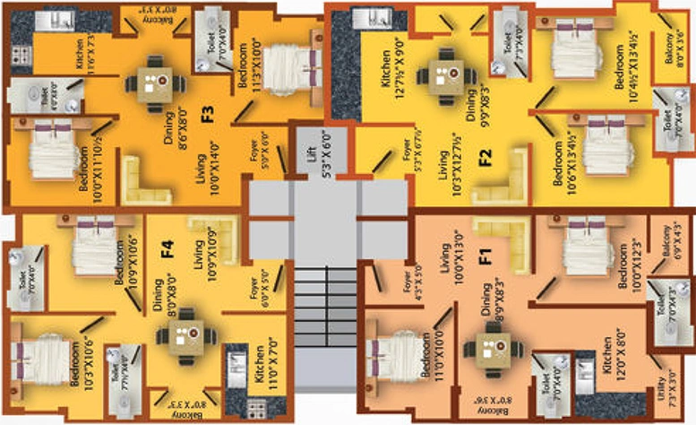 Floor Plan of MS Charan Khonguru in Korattur, Chennai - Image 278766