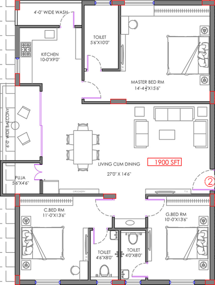 3 BHK Flat in Aryamitra Crest in Manikonda, Hyderabad - Image 797947