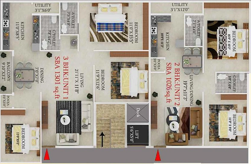 Floor Plan of Destiny Suvedha Elegant in Banashankari, Bangalore - Image 267877