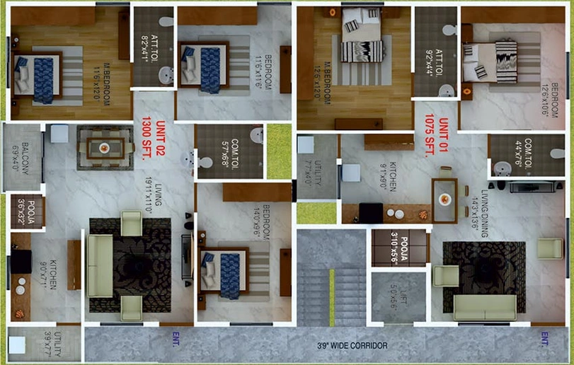 Floor Plan of Destiny Suvedha Elite in Rajarajeshwari Nagar, Bangalore - Image 267886