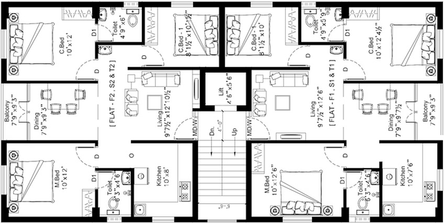 Floor Plan of MS Charan Sai Enclave in Saligramam, Chennai - Image 278872