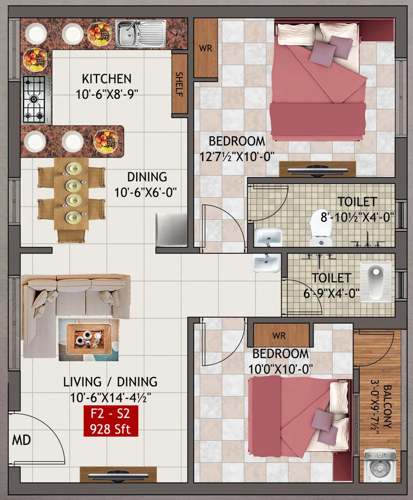 2 BHK Flat in Ak Turquoise in Peerkankaranai, Chennai - Image 884580