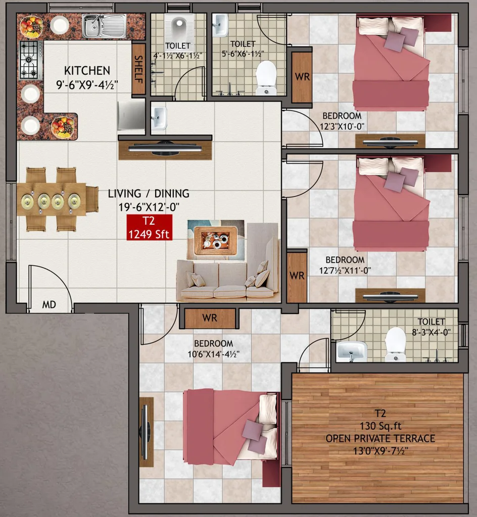 3 BHK Flat in Ak Turquoise in Peerkankaranai, Chennai - Image 884582