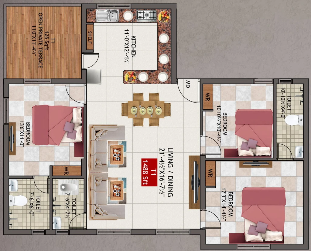 3 BHK Flat in Ak Turquoise in Peerkankaranai, Chennai - Image 884583
