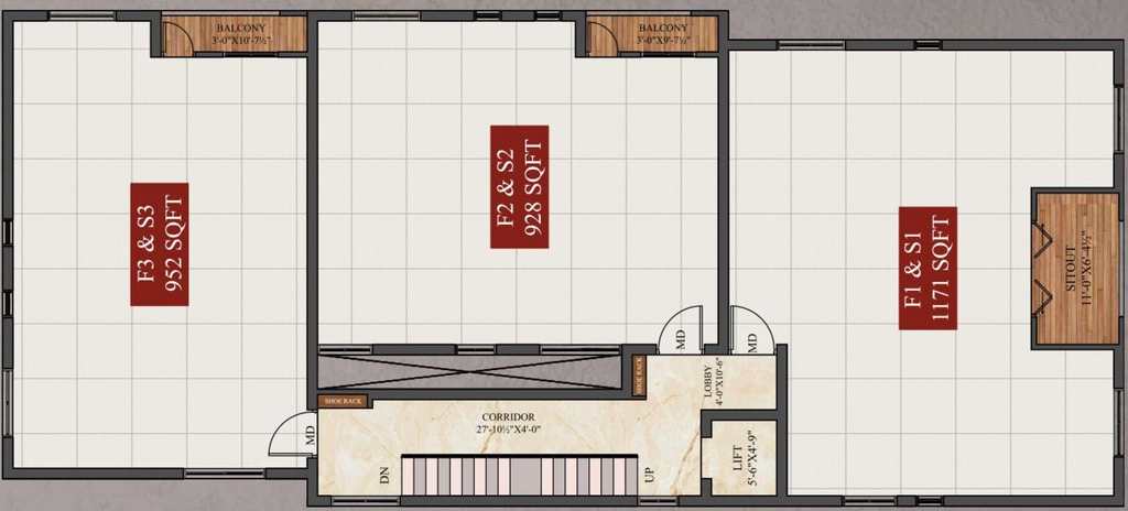 Floor Plan of Ak Turquoise in Peerkankaranai, Chennai - Image 342323