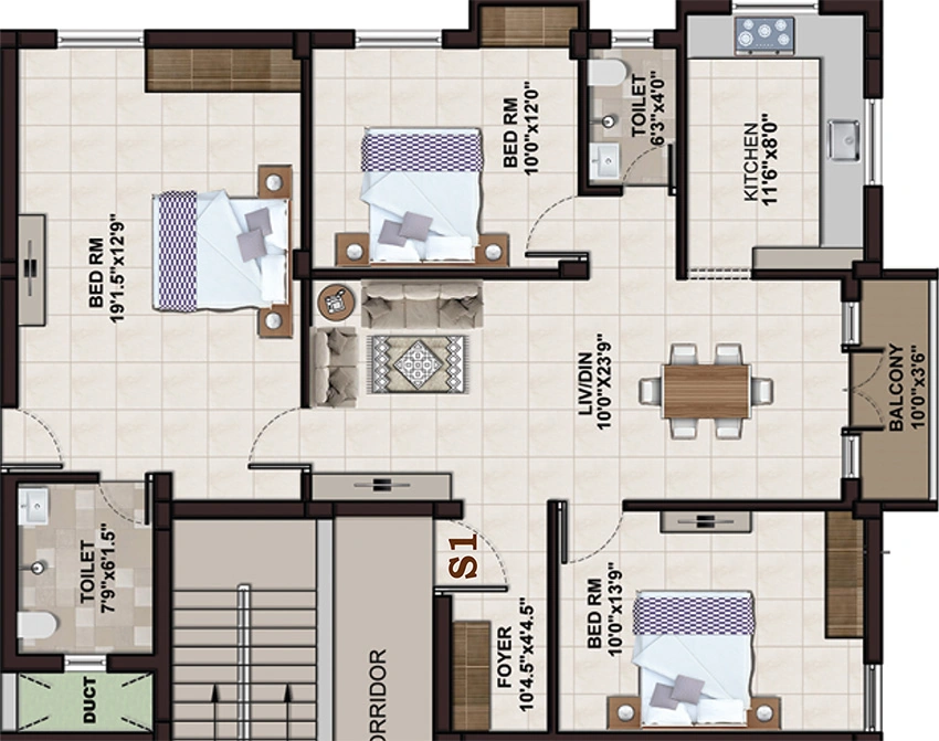 3 BHK Flat in Global Orchid in Gowriwakkam, Chennai - Image 877657