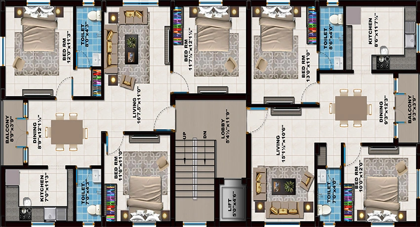 Floor Plan of Global Tulip in Selaiyur, Chennai - Image 330803
