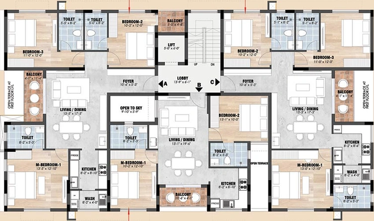 Floor Plan of Sreerosh Karuna in Egmore, Chennai - Image 242114