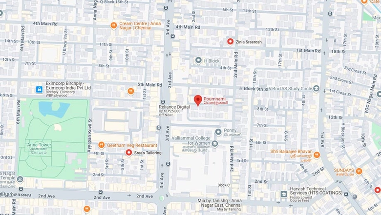 Location of Sreerosh Pournnami in Anna Nagar, Chennai - Image 242128