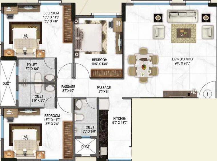 3 BHK Flat in Sai Sansar in Chembur East, Mumbai - Image 463153