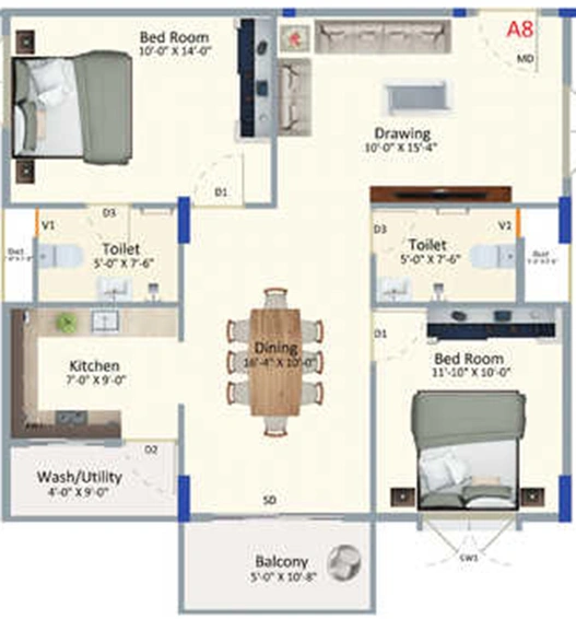 2 BHK Flat in Kumari Amaranthine in Bellandur, Bangalore - Image 837473