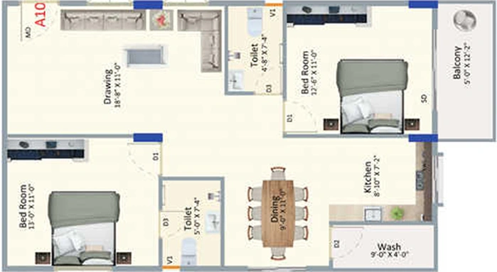 2 BHK Flat in Kumari Amaranthine in Bellandur, Bangalore - Image 837475