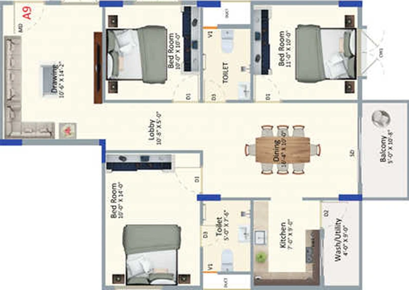2.5 BHK Flat in Kumari Amaranthine in Bellandur, Bangalore - Image 837477