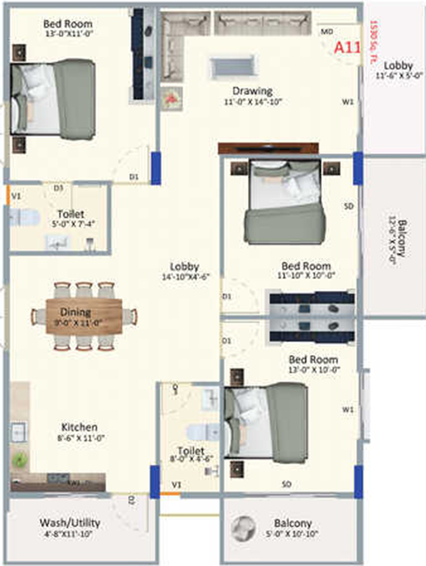 3 BHK Flat in Kumari Amaranthine in Bellandur, Bangalore - Image 837478