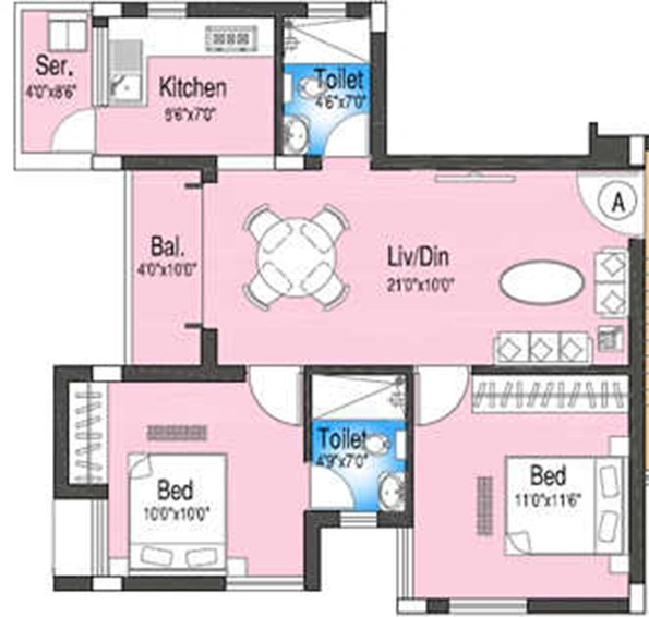 2 BHK Flat in Sreerosh Meadows in Anakaputhur, Chennai - Image 860882