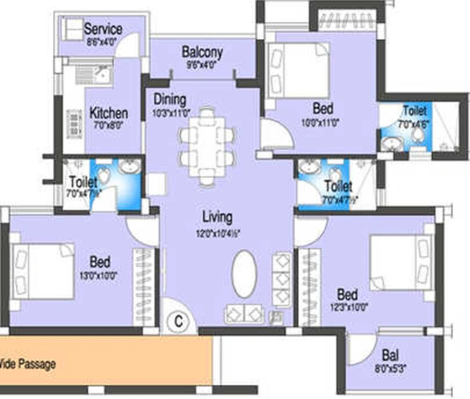 3 BHK Flat in Sreerosh Meadows in Anakaputhur, Chennai - Image 860885
