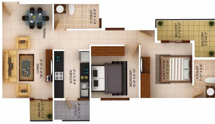 2 BHK Flat in Concorde Wind Rush in Electronic City, Bangalore - Image 840776