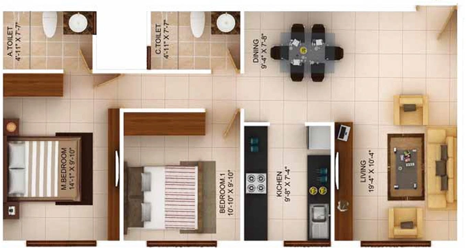 2 BHK Flat in Concorde Wind Rush in Electronic City, Bangalore - Image 840775