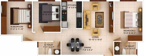 3 BHK Flat in Concorde Wind Rush in Electronic City, Bangalore - Image 840777
