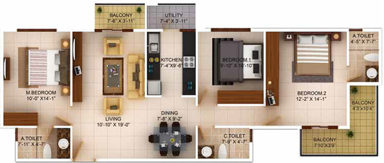 4 BHK Flat in Concorde Wind Rush in Electronic City, Bangalore - Image 840780