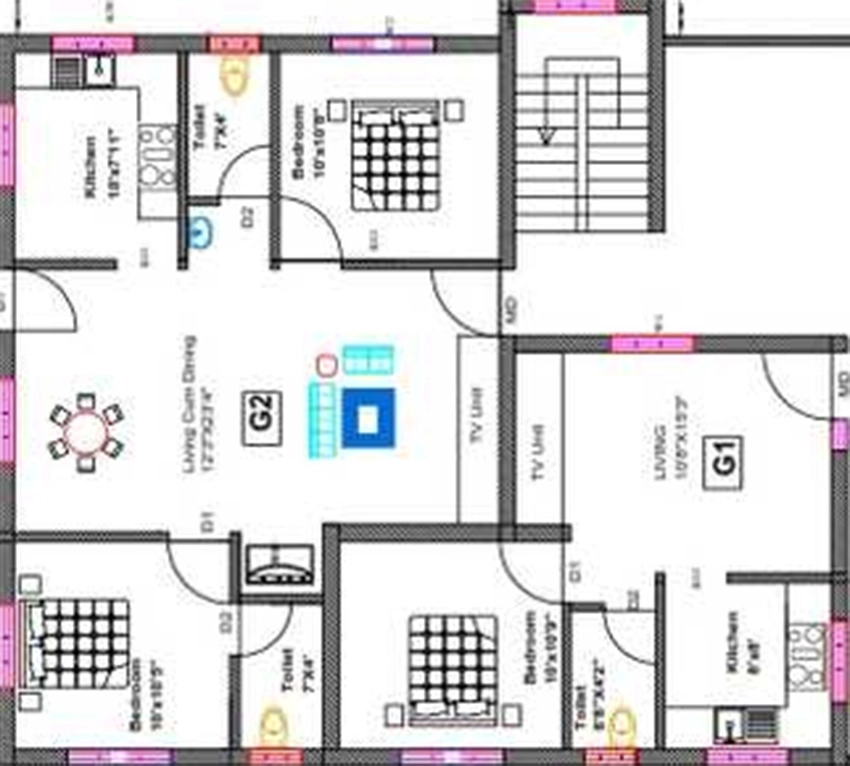 Floor Plan of Rohaan Parkview in Medavakkam, Chennai - Image 330988