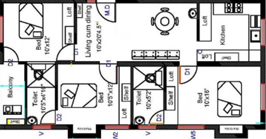 3 BHK Flat in Rohaan Majesty in Medavakkam, Chennai - Image 877749