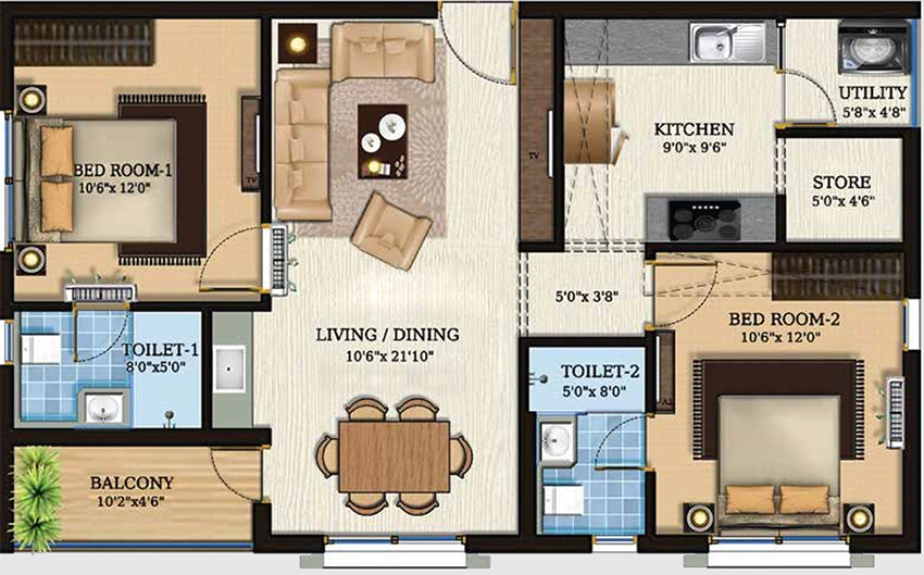 2 BHK Flat in Lifestyle Param in Perambur, Chennai - Image 878552