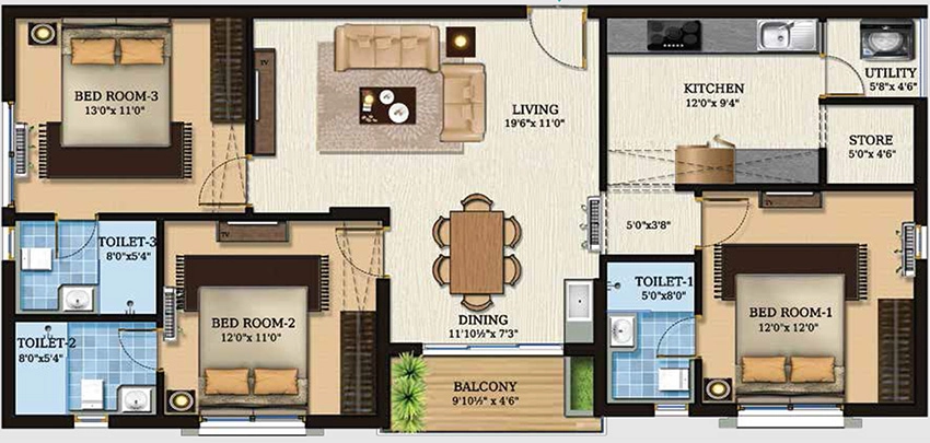3 BHK Flat in Lifestyle Param in Perambur, Chennai - Image 878553