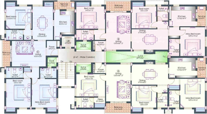 Floor Plan of Nahar Tulasi in Thiruvanmiyur, Chennai - Image 284438