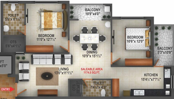 2 BHK Flat in Nahar Mathura in East Coast Road, Chennai - Image 860785