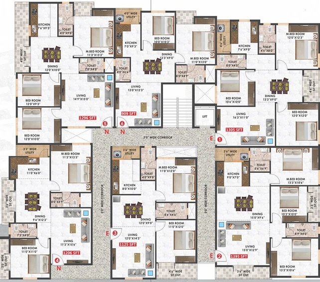 Floor Plan of Habulus Heights in Electronic City, Bangalore - Image 269898