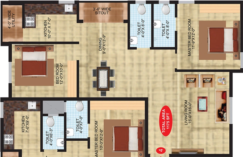 3 BHK Flat in Habulus Elite 1 in Electronic City, Bangalore - Image 840175