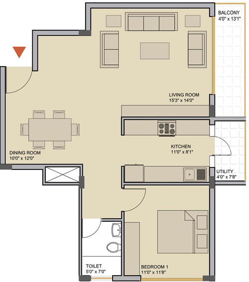 1 BHK Flat in Evantha Grains Of Sand in Mysore Road, Bangalore - Image 851778