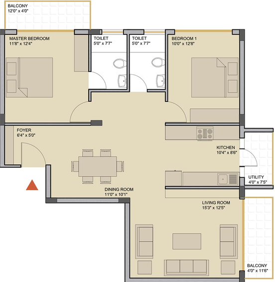 2 BHK Flat in Evantha Grains Of Sand in Mysore Road, Bangalore - Image 851780