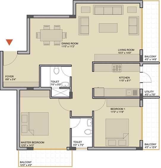 2 BHK Flat in Evantha Grains Of Sand in Mysore Road, Bangalore - Image 851781
