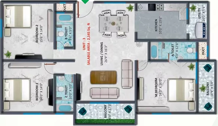 3 BHK Flat in 5 Elements YGR Grandeur in Rajarajeshwari Nagar, Bangalore - Image 839702