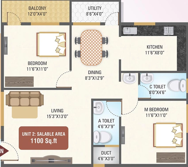 2 BHK Flat in 5 Elements Saketh Duo Marvel in Yelahanka, Bangalore - Image 851273