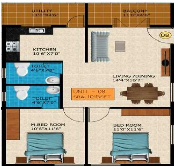 2 BHK Flat in Kumari Tusti in Thanisandra, Bangalore - Image 837699