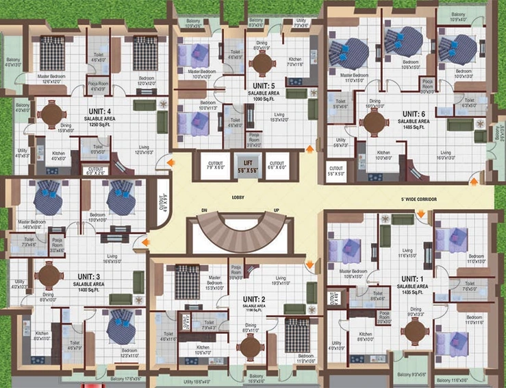 Floor Plan of 5 Elements Abhayas Orchids in Hulimavu, Bangalore - Image 266847