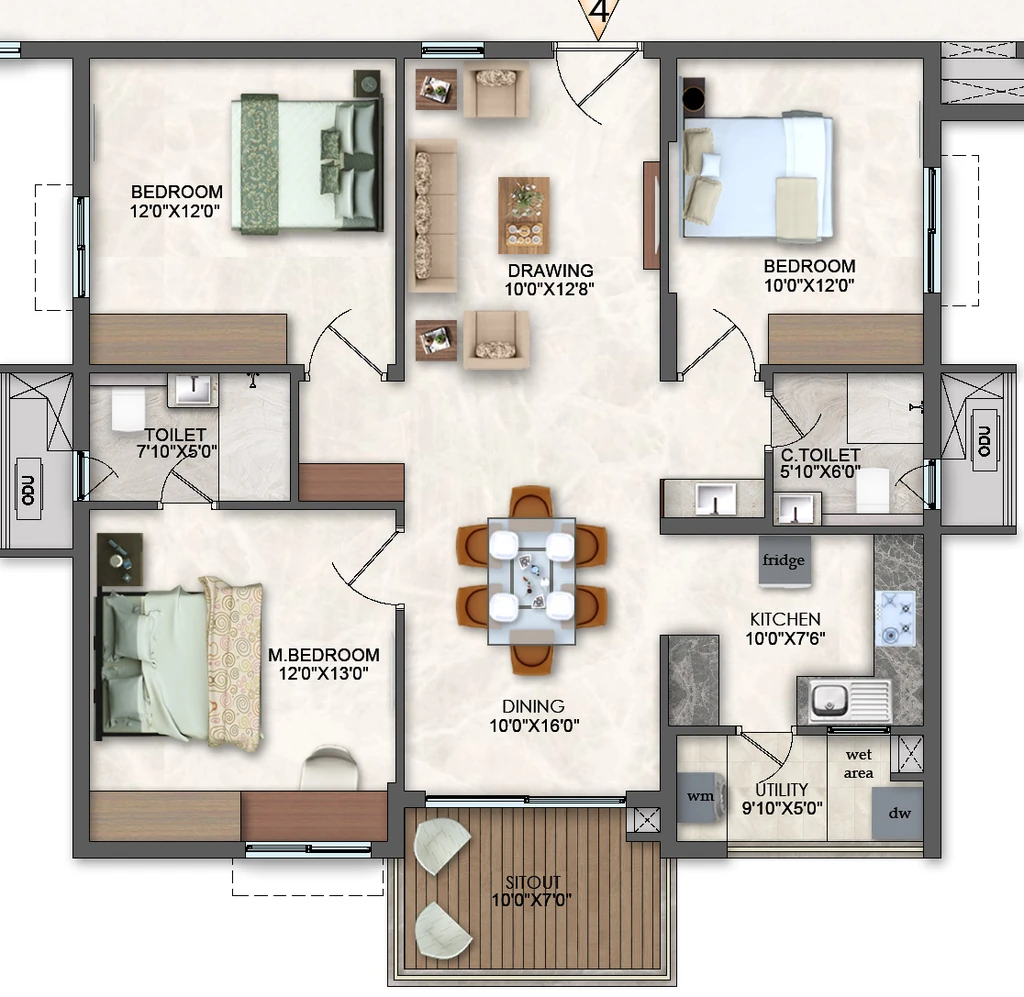 3 BHK Flat in Pavani Starlit in Miyapur, Hyderabad - Image 911952