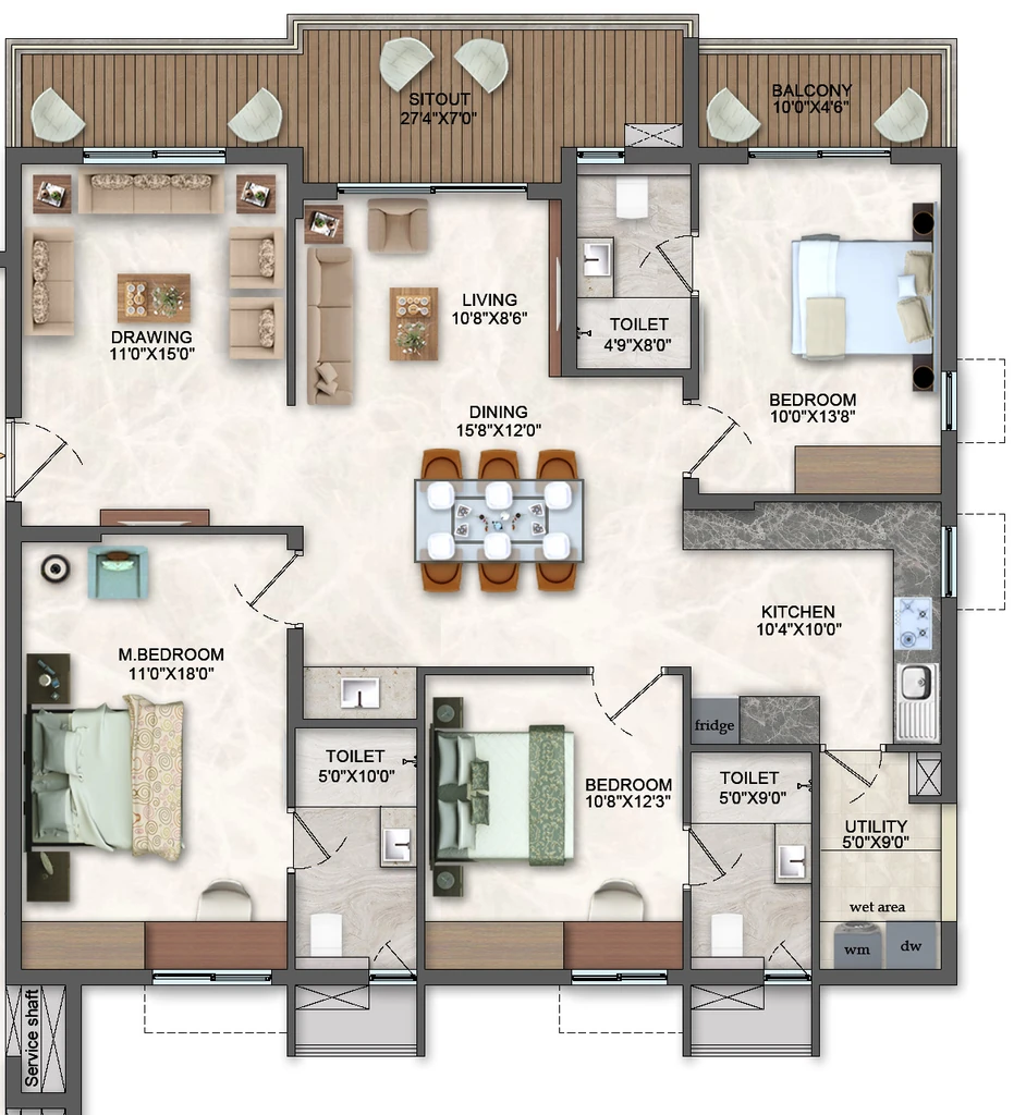 3 BHK Flat in Pavani Starlit in Miyapur, Hyderabad - Image 911955