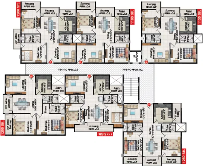 Floor Plan of Pavani Sreshta in Marathahalli, Bangalore - Image 241576