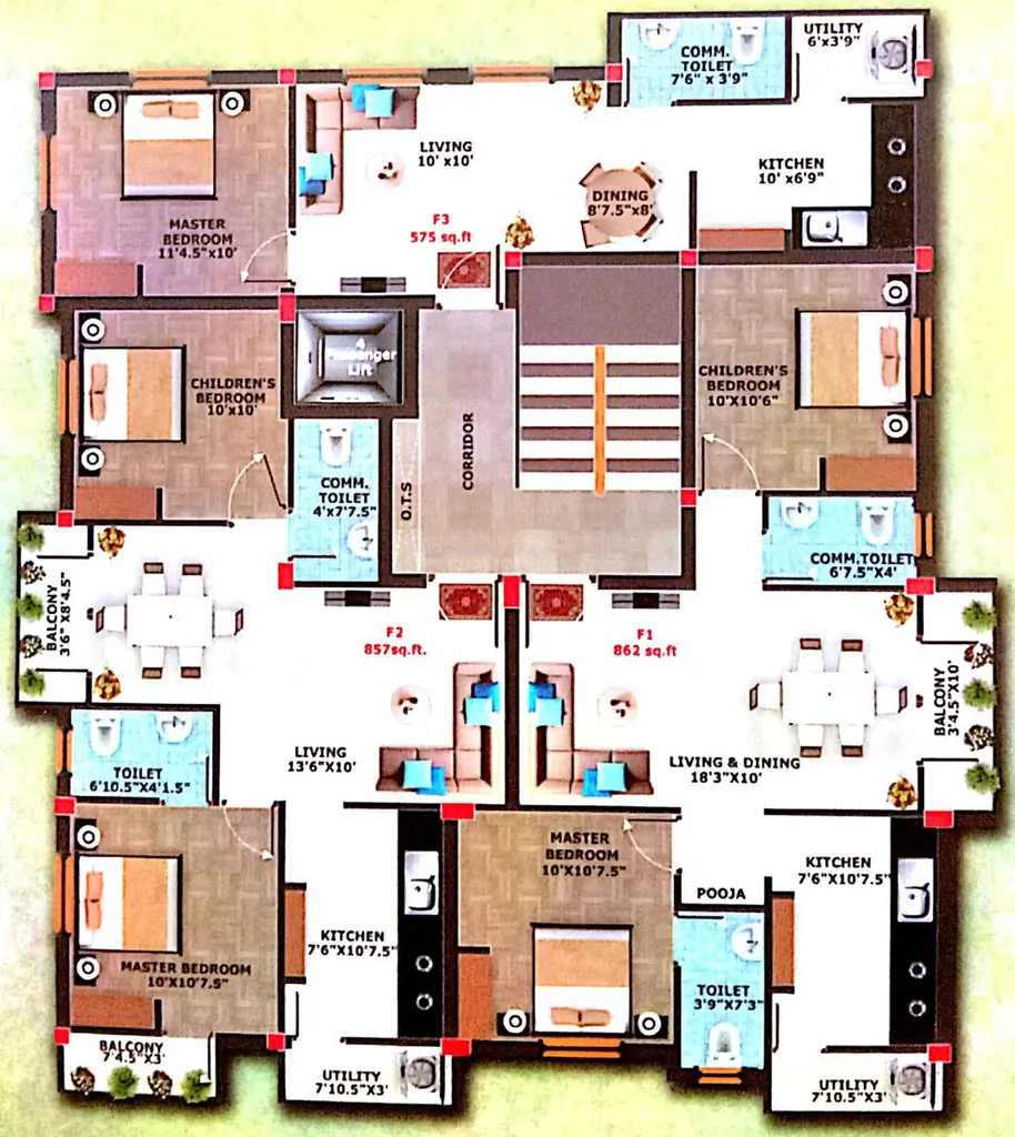 Floor Plan of Vasiyam Flair in Medavakkam, Chennai - Image 338124