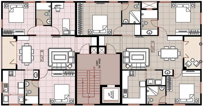 Floor Plan of Ramaniyam Nagas Courtyard in Adyar, Chennai - Image 278905