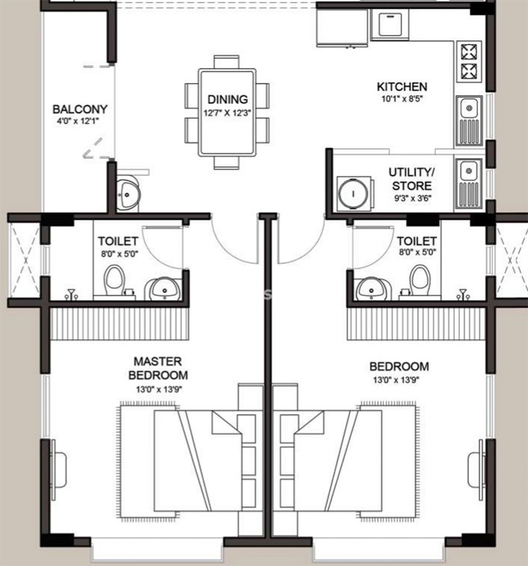 2 BHK Flat in Ramaniyam Saptharishi in RA Puram, Chennai - Image 858410