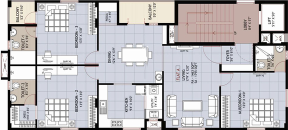 3 BHK Flat in Ramaniyam Vedha in Adyar, Chennai - Image 858421