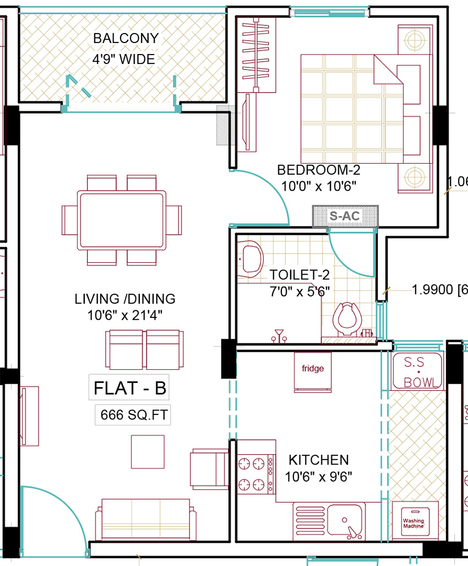 1 BHK Flat in Ramaniyam Sastha in Nungambakkam, Chennai - Image 859349