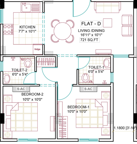 2 BHK Flat in Ramaniyam Sastha in Nungambakkam, Chennai - Image 859351