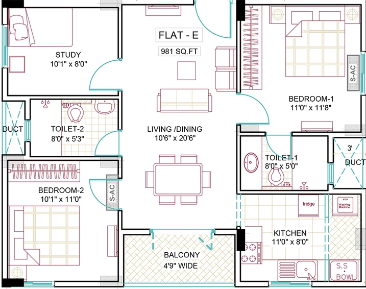 2 BHK Flat in Ramaniyam Sastha in Nungambakkam, Chennai - Image 859350